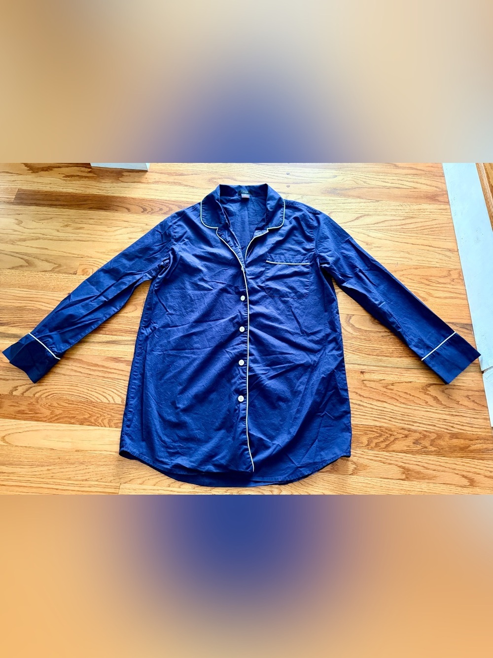 J. Crew Navy Blue Button-Front Nightshirt